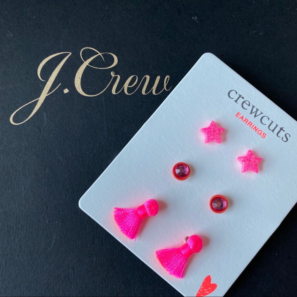 J. Crew neon 3-pack earrings